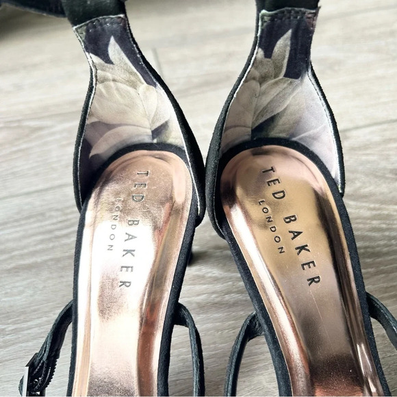 Ted Baker TRIA Triple Strap Suede  Leather Heels in Black - Picture 8 of 13